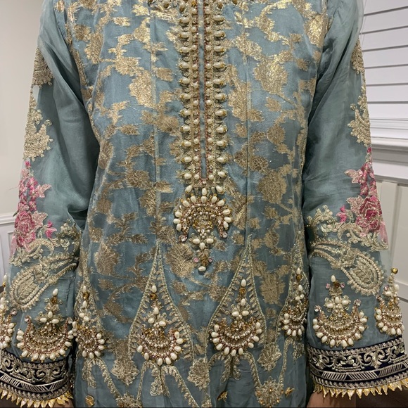 Pakistani Indian Fancy Heavy Work Peshwas Anarkali Lehenga Shalwar Kameez - Picture 14 of 16